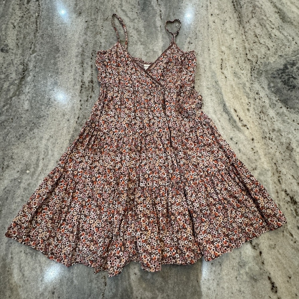 Y2K Aeropostale XS Stretch Floral Mini Dress Tank‎ Top Baby Doll Spaghetti Strap